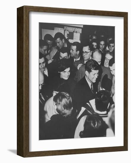 Senator John F. Kennedy and Wife Campaigning in Democratic Presidential Primaries-Stan Wayman-Framed Photographic Print