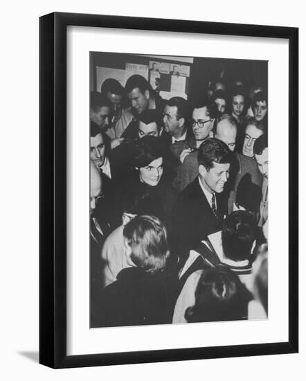 Senator John F. Kennedy and Wife Campaigning in Democratic Presidential Primaries-Stan Wayman-Framed Photographic Print