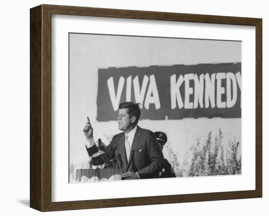 Senator John F. Kennedy Campaigning For President-Paul Schutzer-Framed Photographic Print