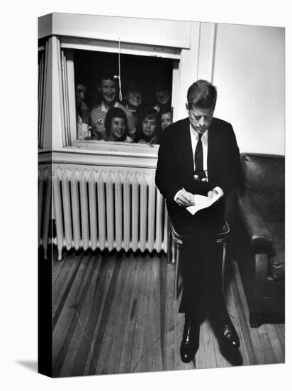 Senator John F. Kennedy Checking over Speech During His Presidential Campaign-Paul Schutzer-Stretched Canvas