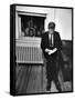 Senator John F. Kennedy Checking over Speech During His Presidential Campaign-Paul Schutzer-Framed Stretched Canvas