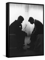 Senator John F Kennedy Conferring with His Brother and Campaign Organizer Bobby Kennedy-null-Framed Stretched Canvas