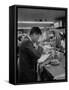 Senator John F. Kennedy Drinking a Cup of Coffee at a Cafe in Washington Airport-Ed Clark-Framed Stretched Canvas