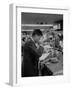 Senator John F. Kennedy Drinking a Cup of Coffee at a Cafe in Washington Airport-Ed Clark-Framed Photographic Print
