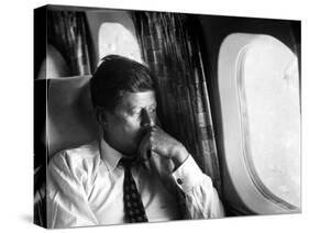 Senator John F. Kennedy on His Private Plane During His Presidential Campaign-Paul Schutzer-Stretched Canvas