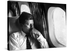 Senator John F. Kennedy on His Private Plane During His Presidential Campaign-Paul Schutzer-Stretched Canvas