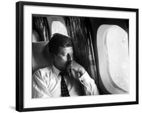 Senator John F. Kennedy on His Private Plane During His Presidential Campaign-Paul Schutzer-Framed Photographic Print