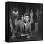 Senator John F. Kennedy Seated in Museum W. Statues-null-Framed Stretched Canvas