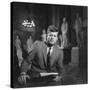 Senator John F. Kennedy Seated in Museum W. Statues-null-Stretched Canvas