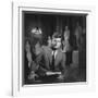 Senator John F. Kennedy Seated in Museum W. Statues-null-Framed Photographic Print