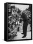 Senator John F. Kennedy Speaking on the Hood of a Car During a Campaign Tour-Ed Clark-Framed Stretched Canvas