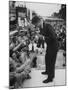 Senator John F. Kennedy Speaking on the Hood of a Car During a Campaign Tour-Ed Clark-Mounted Photographic Print