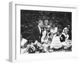 Senator John F. Kennedy with His Bride Jacqueline at Their Wedding Reception-Lisa Larsen-Framed Photographic Print