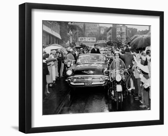 Senator John Kennedy Campaigning in Yonkers, New York, Oct. 16, 1960-null-Framed Photo