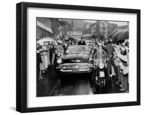 Senator John Kennedy Campaigning in Yonkers, New York, Oct. 16, 1960-null-Framed Photo