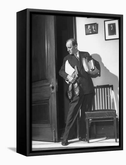 Senator John L McClellan, Carrying an Arm Load of Books and Papers, Ready for a Filibuster-Martha Holmes-Framed Stretched Canvas