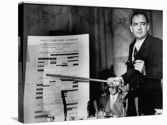 Senator Joseph R. Mccarthy Using a Chart to Press a Point at the Army-Mccarthy Hearings-null-Stretched Canvas