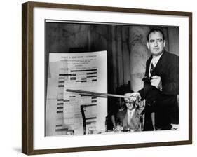 Senator Joseph R. Mccarthy Using a Chart to Press a Point at the Army-Mccarthy Hearings-null-Framed Photographic Print