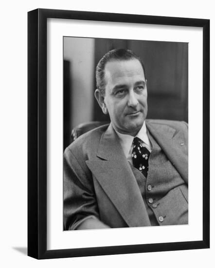 Senator Lyndon B. Johnson Sitting in His New Office-null-Framed Photographic Print