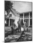 Senator Lyndon B. Johnson W. Family and Pets at Home on Ranch-null-Mounted Photographic Print