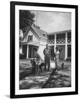Senator Lyndon B. Johnson W. Family and Pets at Home on Ranch-null-Framed Photographic Print