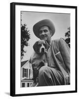 Senator Lyndon B. Johnson with Pet Called Little Beagle Jr. on His Ranch-Thomas D^ Mcavoy-Framed Photographic Print