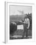 Senator Richard M. Nixon on Roof of Home in Los Angeles, Putting Out Fires Caused by Brush Blaze-Allan Grant-Framed Premium Photographic Print