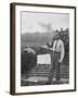 Senator Richard M. Nixon on Roof of Home in Los Angeles, Putting Out Fires Caused by Brush Blaze-Allan Grant-Framed Premium Photographic Print