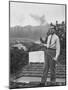 Senator Richard M. Nixon on Roof of Home in Los Angeles, Putting Out Fires Caused by Brush Blaze-Allan Grant-Mounted Photographic Print