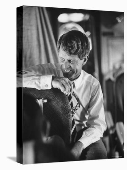 Senator Robert F. Kennedy Aboard Plane Traveling to Campaign For Local Democrats-Bill Eppridge-Stretched Canvas