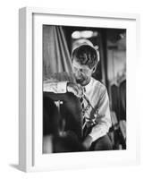 Senator Robert F. Kennedy Aboard Plane Traveling to Campaign For Local Democrats-Bill Eppridge-Framed Photographic Print