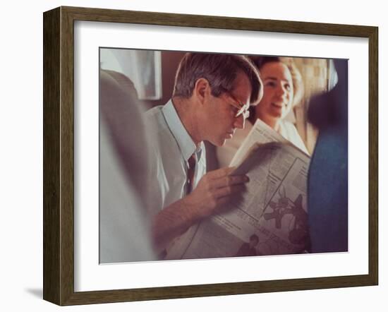 Senator Robert F. Kennedy and Wife During Campaigning in Indiana Presidential Primary-null-Framed Photographic Print