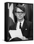 Senator Robert F. Kennedy Waits to Address 14,500 Students, Kansas State University, March 25, 1968-null-Framed Stretched Canvas