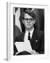 Senator Robert F. Kennedy Waits to Address 14,500 Students, Kansas State University, March 25, 1968-null-Framed Photo