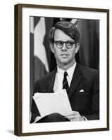 Senator Robert F. Kennedy Waits to Address 14,500 Students, Kansas State University, March 25, 1968-null-Framed Photo