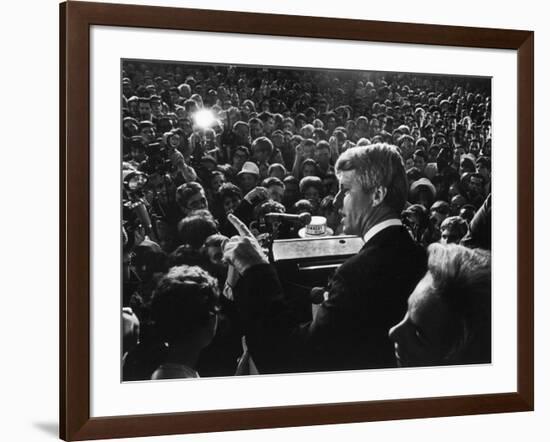 Senator Robert Kennedy and Wife Ethel Standing at Podium Just Prior to His Assassination-Bill Eppridge-Framed Photographic Print