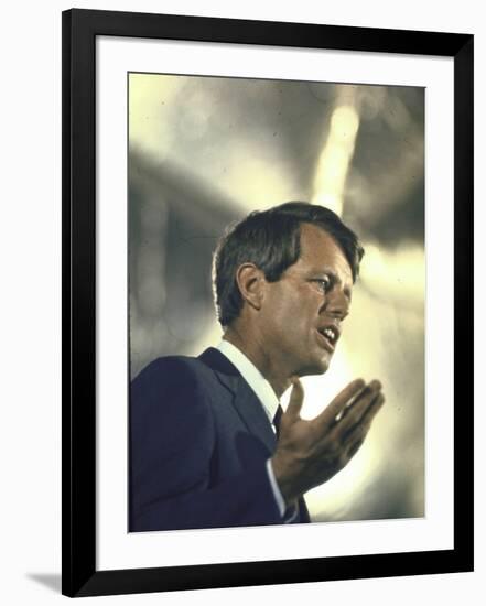 Senator Robert Kennedy on Campaign Trail During Presidential Primary Season-Bill Eppridge-Framed Photographic Print