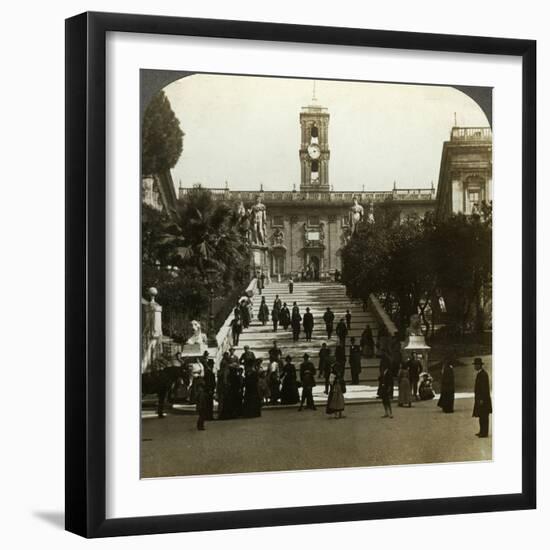 Senatorial Palace, Piazza Del Campidoglio, Capitoline Hill, Rome, Italy-Underwood & Underwood-Framed Photographic Print