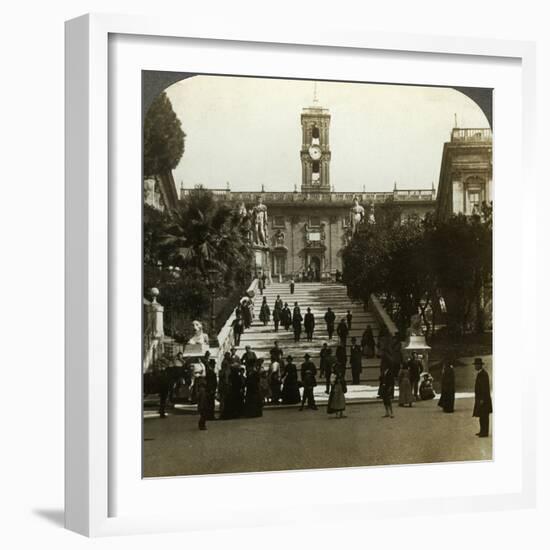 Senatorial Palace, Piazza Del Campidoglio, Capitoline Hill, Rome, Italy-Underwood & Underwood-Framed Photographic Print