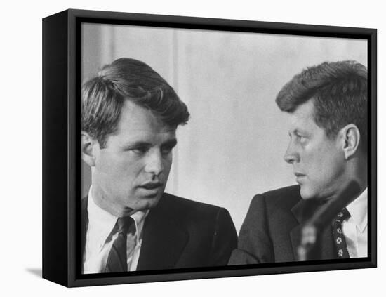 Senators Robert and John F. Kennedy, During a Senate Comm. Hearing Regarding the Kohler Strike-Ed Clark-Framed Stretched Canvas