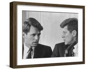 Senators Robert and John F. Kennedy, During a Senate Comm. Hearing Regarding the Kohler Strike-Ed Clark-Framed Photographic Print