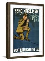 Send More Men, Won't You Answer the Call?, Pub. 1915-null-Framed Giclee Print