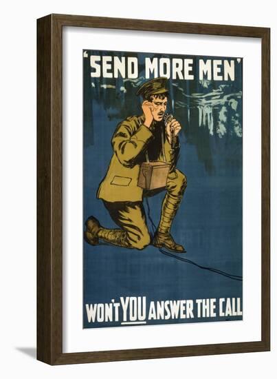 Send More Men, Won't You Answer the Call?, Pub. 1915-null-Framed Giclee Print
