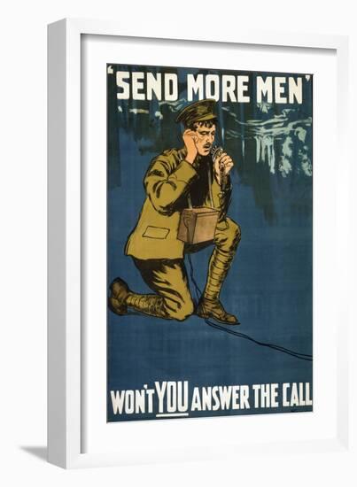 Send More Men, Won't You Answer the Call?, Pub. 1915-null-Framed Giclee Print