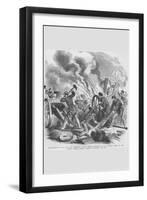 Seneca Crew Destroys Gun Carriages at Beaufort Arsenal-Frank Leslie-Framed Art Print