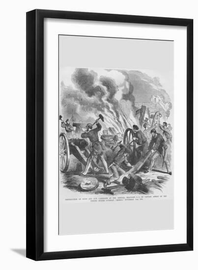 Seneca Crew Destroys Gun Carriages at Beaufort Arsenal-Frank Leslie-Framed Art Print