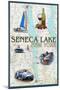 Seneca Lake, New York - Nautical Chart-Lantern Press-Mounted Art Print