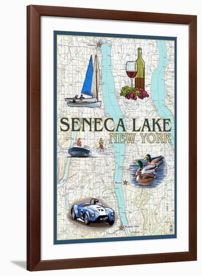 Seneca Lake, New York - Nautical Chart-Lantern Press-Framed Art Print