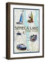 Seneca Lake, New York - Nautical Chart-Lantern Press-Framed Art Print