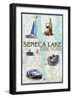 Seneca Lake, New York - Nautical Chart-Lantern Press-Framed Art Print